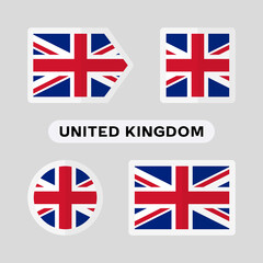 Set of 4 symbols with the flag of United Kingdom.