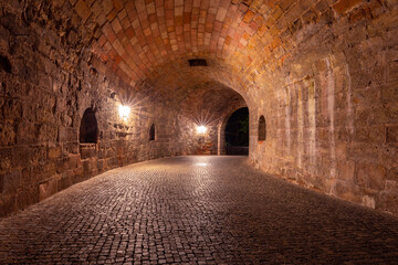 Nuremberg. Old stone tunnel under the city fortress.
