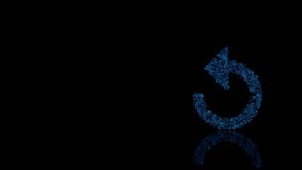 Fototapeta premium 3d rendering mechanical parts in shape of symbol of refresh arrow isolated on black background with floor reflection