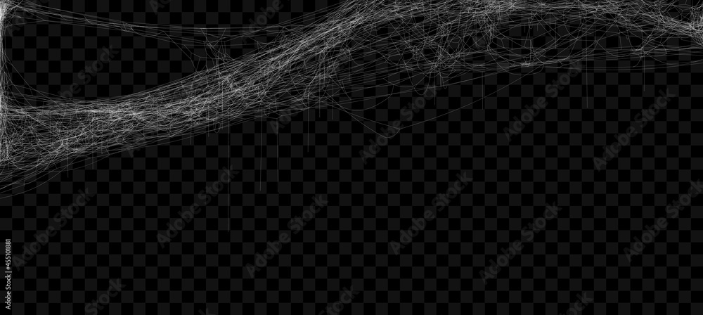 Wall mural realistic spider web. hanging cobweb for halloween design. vector illustration.