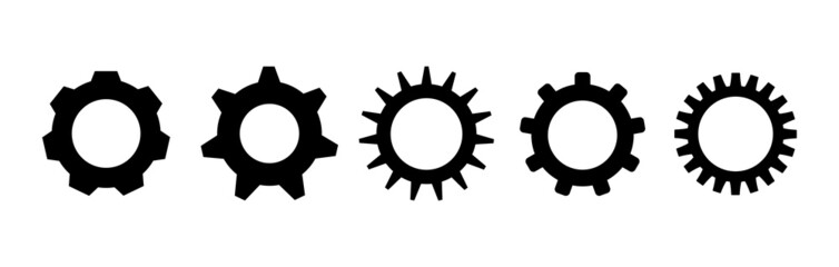 Gear design collection on white background. Set of gear icon set.