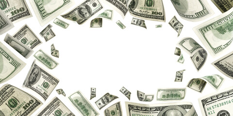 Money falling. American money. Washington American cash, usd background.
