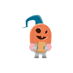 Fototapeta premium Elephant disguised as a Halloween costume. Happy Halloween banner, Holiday, Decoration Horror Party. Disguised animals in cute cartoon Monsters.