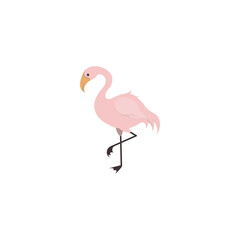 Cheerful, creative character pink flamingo. Character for design. Vector illustration.