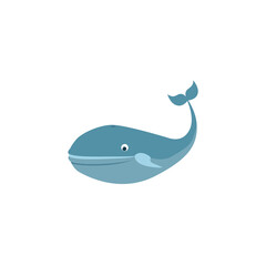 Obraz premium Cute whale illustration. Big blue whale. Vector illustration.