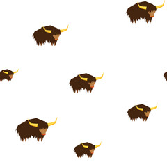 Pattern with Yak illustration. Logo design. Design emblem and mascot. Vector illustration.