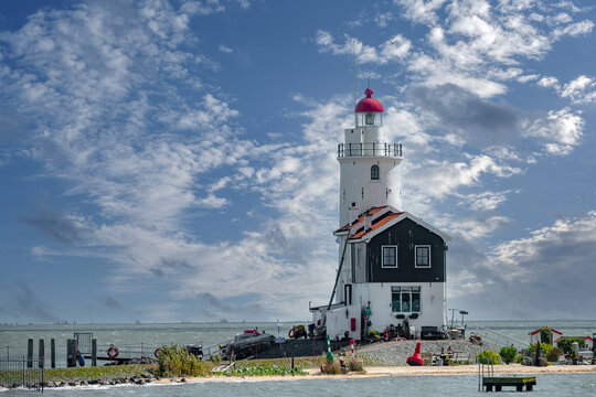 Lighthouse former Island Marken, Noord-Holland province, The Netehrlands