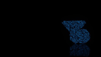 3d rendering mechanical parts in shape of symbol of funnel dollar isolated on black background with floor reflection