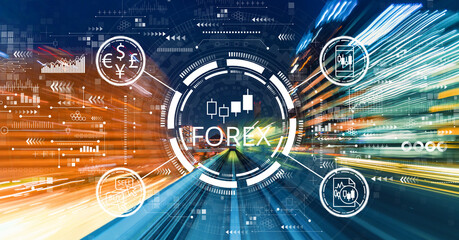 Forex trading concept with high speed motion blur