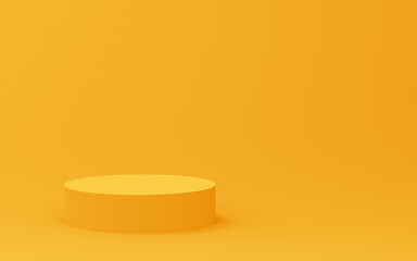 Abstract 3d yellow color cylinder podium minimal studio background.