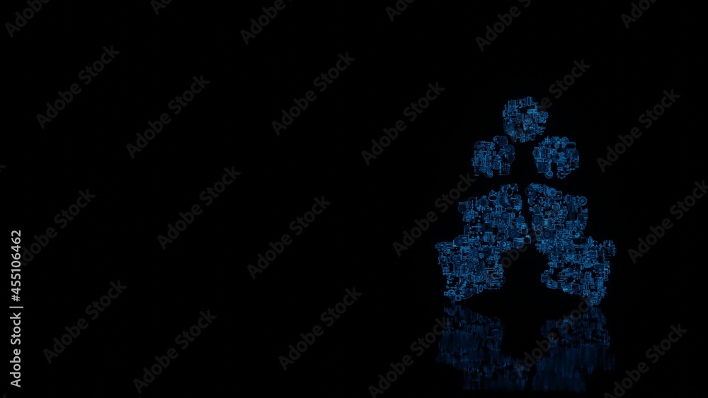 Aufkleber 3d rendering mechanical parts in shape of symbol of holly berry isolated on black background with fl