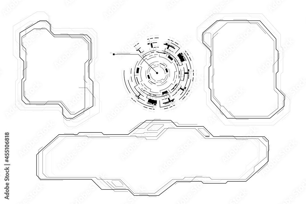 Aufkleber HUD Futuristic Interface Screen Design Element. Blank Infographic Technology Virtual Reality View Display Object Vector