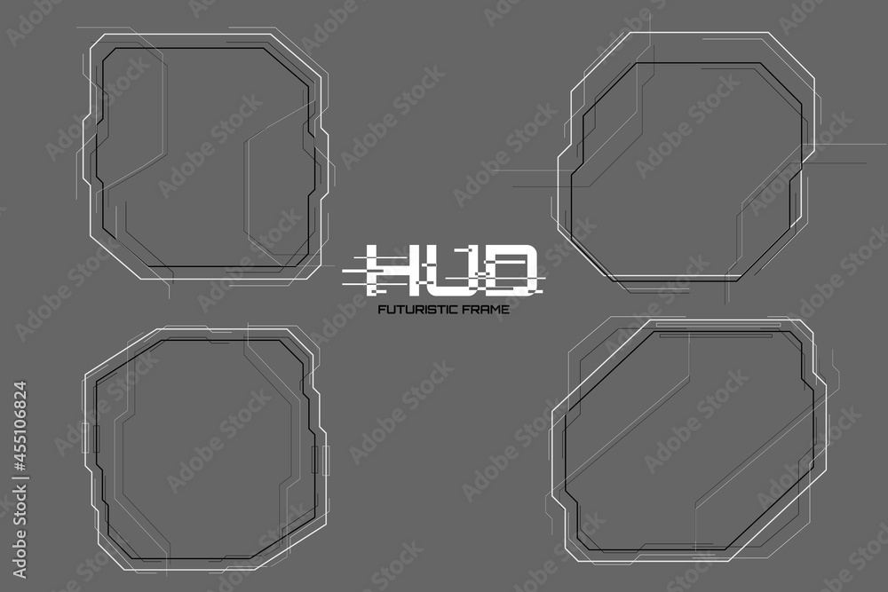 Aufkleber HUD Futuristic Modern Line Border Frame  Screen  Element Set. UI Technology Virtual Reality View Display Object Vector