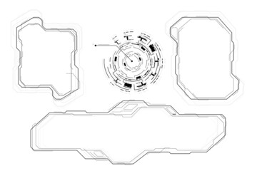 HUD Futuristic Interface Screen Design Element. Blank Infographic Technology Virtual Reality View Display Object Vector