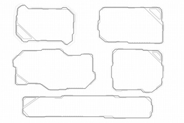 HUD Futuristic Technology Frame Screen Interface Elements Set Vector. Abstract Virtual Cyber Object Pack For Game App UI Illustration