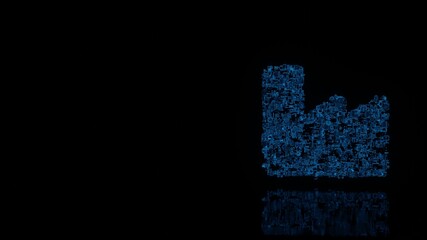 Fototapeta premium 3d rendering mechanical parts in shape of symbol of industry isolated on black background with floor reflection