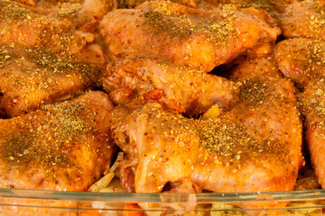 Appetizing chicken legs in a juicy spicy sauce are prepared