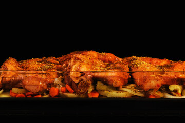 Chicken legs are cooked in a juicy spicy sauce.