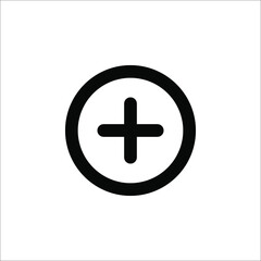 flat design plus sign button icon vector illustration on white background eps 10