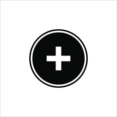 flat design plus sign button icon vector illustration on white background eps 10