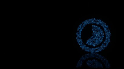 3d rendering mechanical parts in shape of symbol of photo isolated on black background with floor reflection