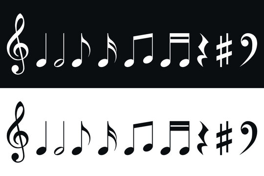 Set of musical notes black and white