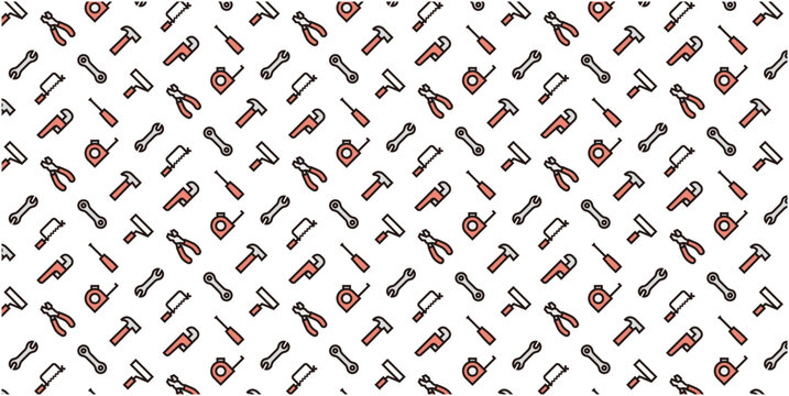 Tool icon pattern background for website or wrapping paper (Color icon version)