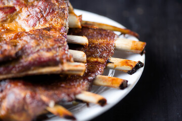 rustic barbequed pork ribs