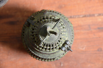 antique on wooden table