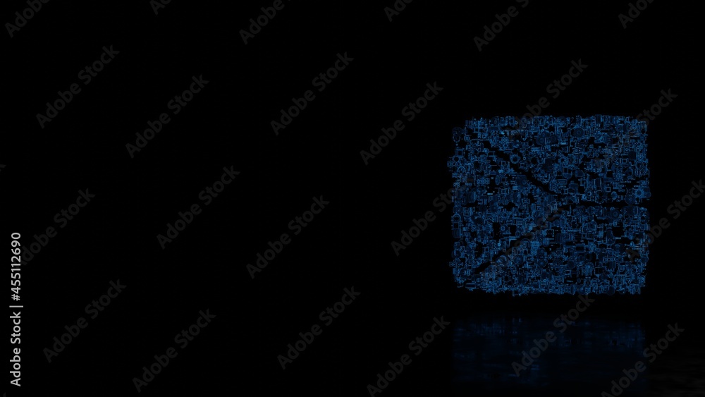 Poster 3d rendering mechanical parts in shape of symbol of czech republic flag isolated on black background