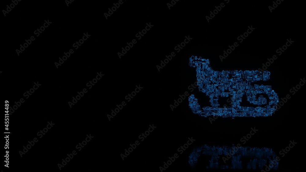 Aufkleber 3d rendering mechanical parts in shape of symbol of christmas sled isolated on black background with
