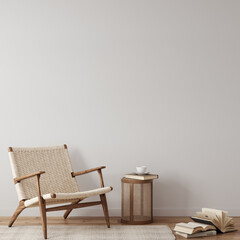 Friendly interior style. living room. Wall mockup. Wall art. 3d rendering, 3d illustration