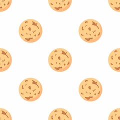 Simple vector seamless pattern. Small gingerbread cookies on a white background. Traditional sweet pastries.
