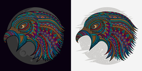 Stylized bird in ethnic vector black and white background