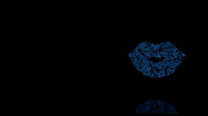 3d rendering mechanical parts in shape of symbol of smile isolated on black background with floor reflection