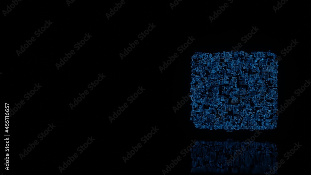 Poster 3d rendering mechanical parts in shape of symbol of switzerland isolated on black background with fl