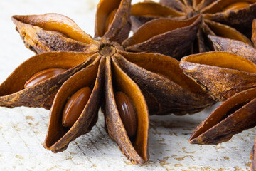 Close-up image of star anise.