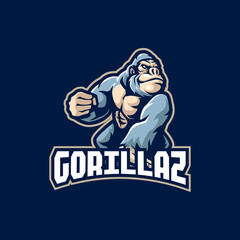 Gorilla mascot logo design vector with modern illustration concept style for badge, emblem and t shirt printing. Gorilla illustration.
