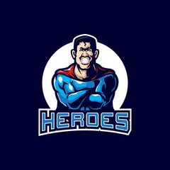 Heroes mascot logo design vector with modern illustration concept style for badge, emblem and t shirt printing. Smart heroes illustration.