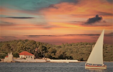 sailboat at sunset