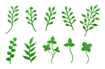 イラスト素材：葉っぱ・植物のセット