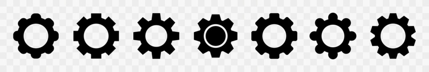 Gear setting icon vector. Set of different shapes machine gear. Cogwheel setting symbol isolated. Vector illustration.
