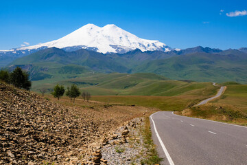 Fototapeta na wymiar Amazing road to Elbrus mountain. Russia.