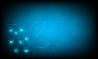 Financial and technology of exchange with icon of economic and stock statistics. Iconic of money and symbol of trade. Modern wallperpaper with network and communication.