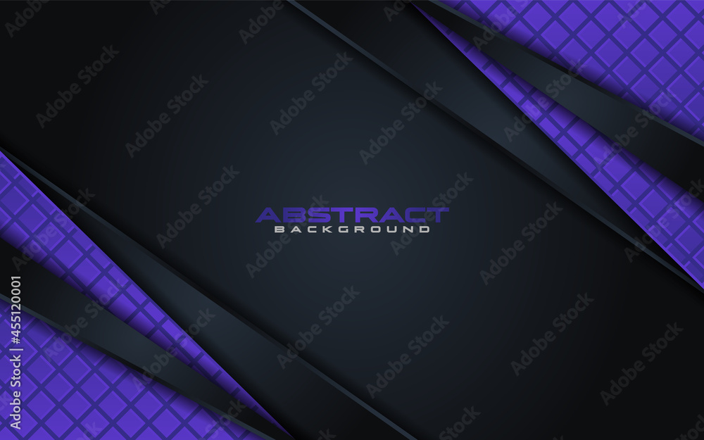 Poster abstract black background with purple element with overlap textured layered style concept. graphic d