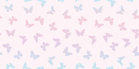 Naklejka na ściany i meble Vector butterfly seamless repeat pattern wallpaper, background with butterflies