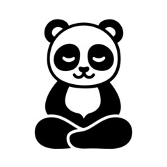 Cute cartoon panda meditating