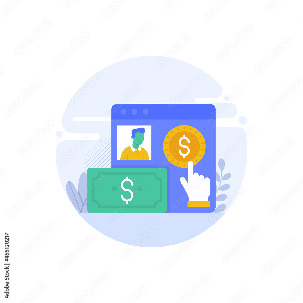 Poster Pay Per Click vector flat conceptual icon style illustration. EPS 10 file
