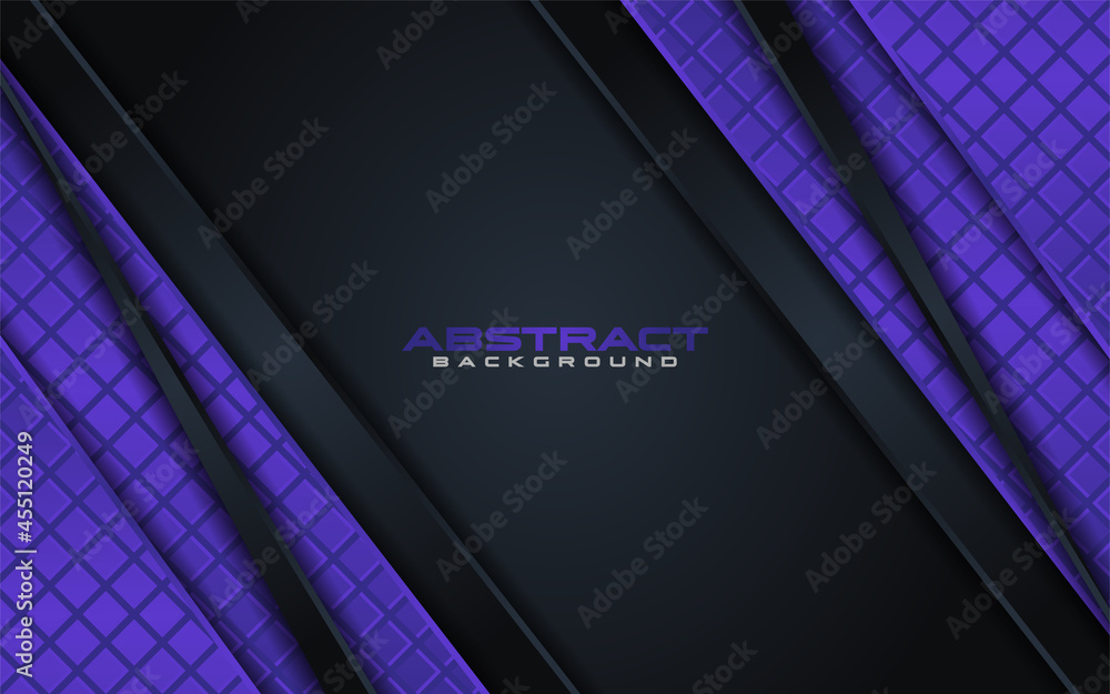 Poster abstract black background with purple element with overlap textured layered style concept. graphic d