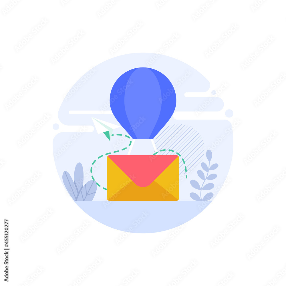 Poster sending mail vector flat conceptual icon style illustration. eps 10 file